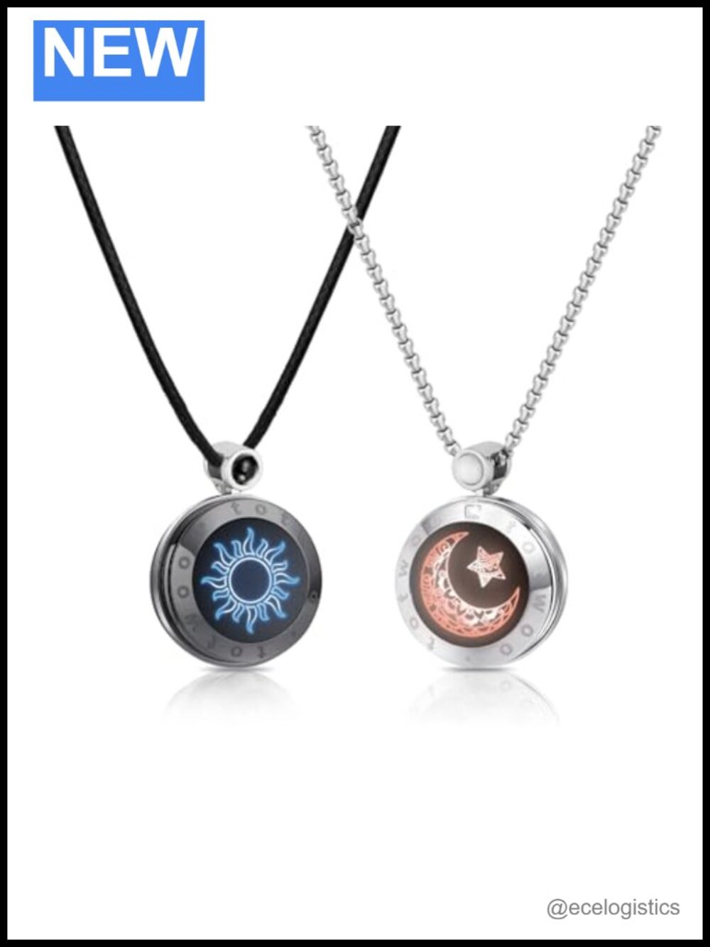 Smart Touch Necklace Long Distance Connection for Couples Sun Moon Pendant